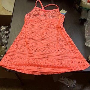 Jimmy Bahamas Women's Orange Mesh Cross Thin Strap Swimsuit Coverup Tank S NWT